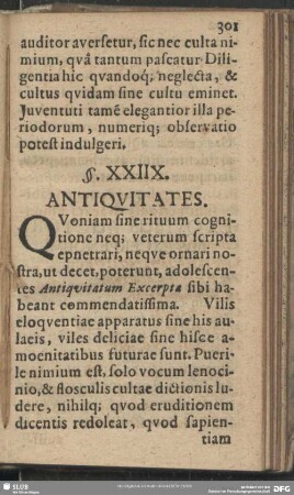 §. XXIIX. Antiquitates