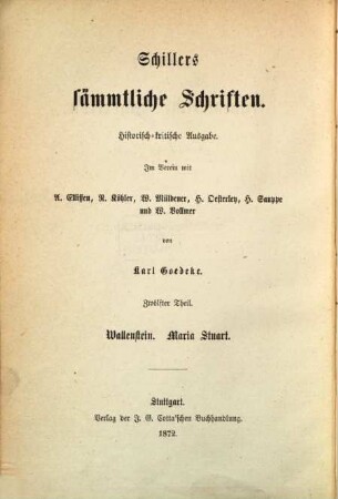 Schillers sämmtliche Schriften : historisch-kritische Ausgabe. 12, Wallenstein