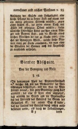 Vierter Abschnitt. Von der Bewegung und Ruhe.