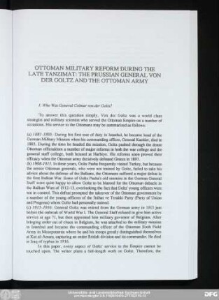 Ottoman Military Reform During The Late Tanzimat: The Prussian General Von Der Goltz And The Ottoman Army