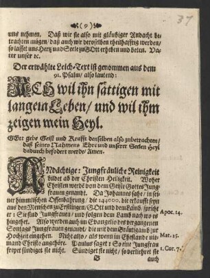 Leich-Text ist genommen aus dem 91. Psalm/ also lautend: