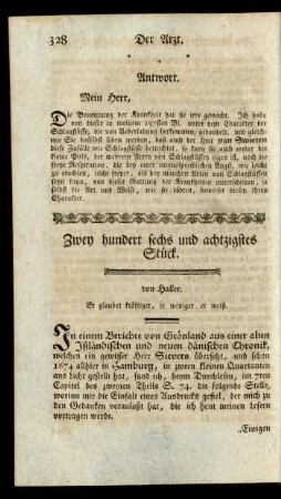 Zwey hundert sechs und achtzigstes Stück