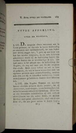 Vyfde Afdeeling. Over De Vogelen