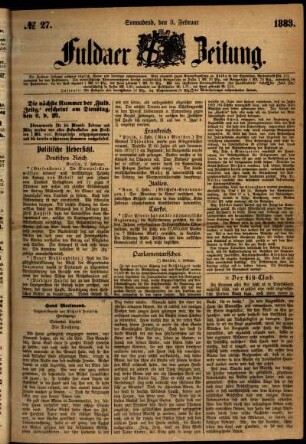 Ausgabe vom Samstag, den 03. Februar 1883.