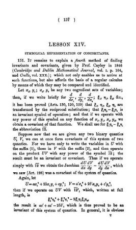 Lesson XIV. Symbolical representation of concomitants.
