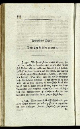 Neunzehntes Capitel. Von der Absonderung.