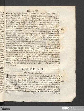 Caput VIII. De Fine & Effectu