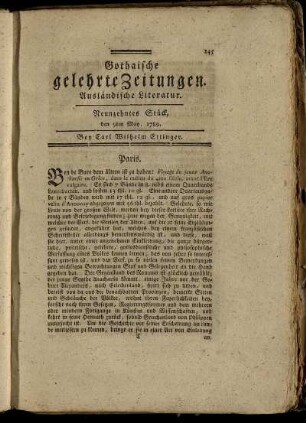 Neunzehntes Stück, den 9ten May, 1789.