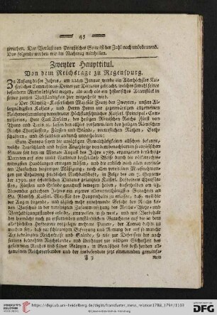 Zweyter Haupttitul: Von dem Reichstage zu Regenspurg