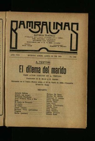 El dilema del marido : tres actos cómicos