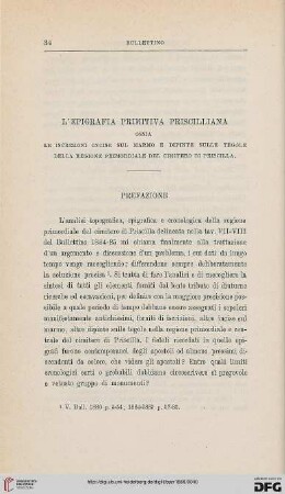 4.Ser.4.1886: L' epigrafia primitiva priscilliana, ossia le iscrizioni incise sul marmo e dipinte sulle tegole della regione primordiale del cimitero di Priscilla