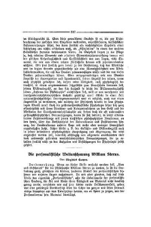 Die personalistische Weltanschauung William Sterns