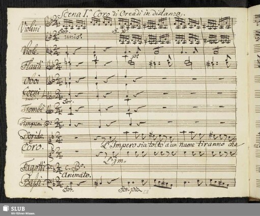 Coro [e Recitativo] L'impero sia tolto a un Nume tiranno