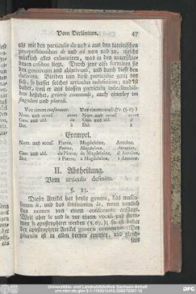 II. Abtheilung. Vom articulo definito.