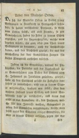 Ueber den Malteser-Orden