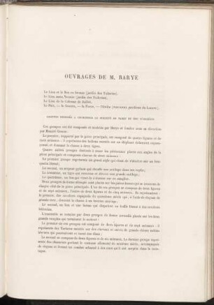 Ouvrages de M. Barye