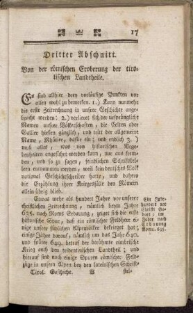 Dritter Abschnitt. Von der römischen Eroberung der tirolischen Landtheile.