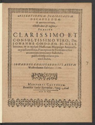 Assertionum Iuridicarum Decades Duae