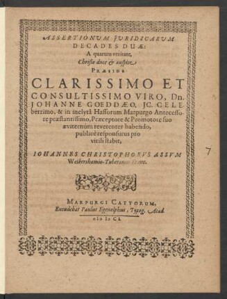Assertionum Iuridicarum Decades Duae