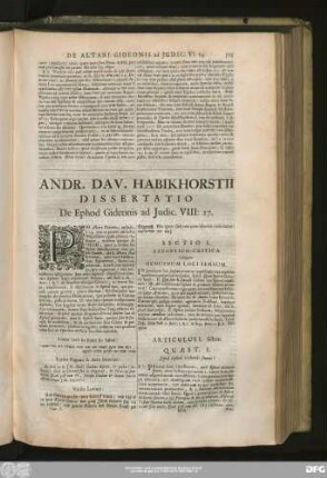 Andr. Dav. Habikhorstii Disssertatio De Ephod Gideonis ad Iudic. VIII:27.