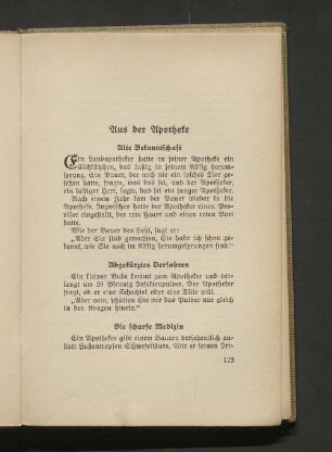 Aus der Apotheke