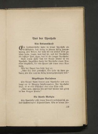 Aus der Apotheke