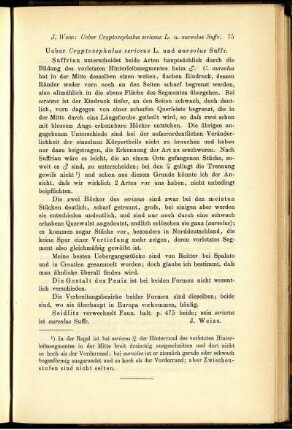 Ueber Cryptocephalus sericeus L. und aureolus Suffr.