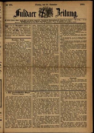 Ausgabe vom Montag, den 30. November 1885.