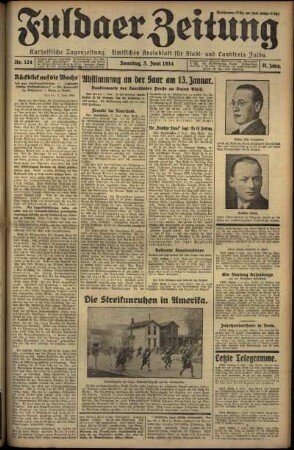 Erste Ausgabe vom Sonntag, den 03. Juni 1934.