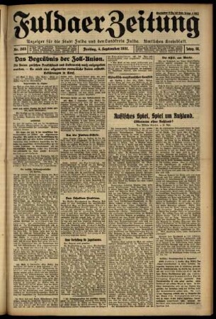 Ausgabe vom Freitag, den 04. September 1931.