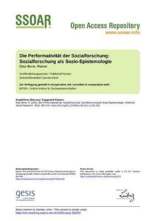 Die Performativität der  Sozialforschung als Sozio-Epistemologie