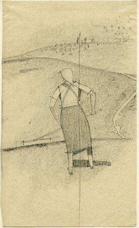 Rosenbauer, Gregor; Zeichnungen und freie Arbeiten - Weibliche Figur in Landschaft (Ansicht)
