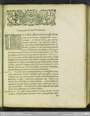Typographus Lectori B. Salutem