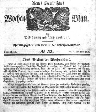No. 53, Sonnabend, den 31.Dezember 1836