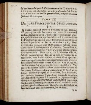 Caput IX. De Juri Præcedentiæ Studiosorum.