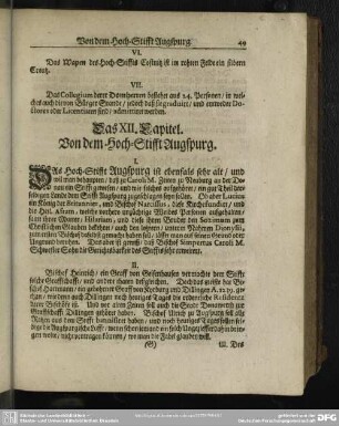 Das XII. Capitel. Von dem Hoch-Stifft Augspurg