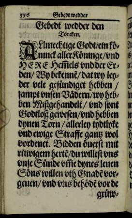 Gebedt wedder den Törcken.
