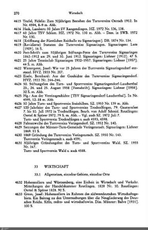 33.1 Allgemeines, einzelne Gebiete, einzelne Orte