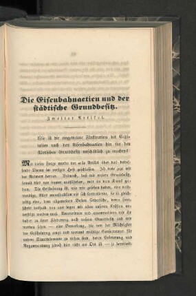 Die Eisenbahnactien und der städtische Grundbesitz.