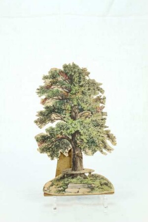 Wilhelm Bendow / Papiertheater / Kulisse / Baum mit einer runden Sitzbank um den Stamm