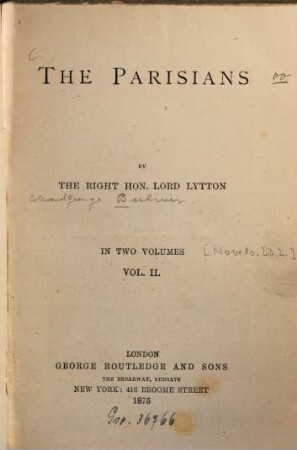 Lord Lytton's novels, 23,2. The Parisians. Pt. 2