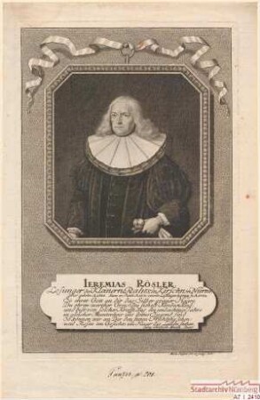 Jeremias Rößler, Losunger des Kleinern Rats und Kürschner in Nürnberg; geb. 1643; gest. 1732