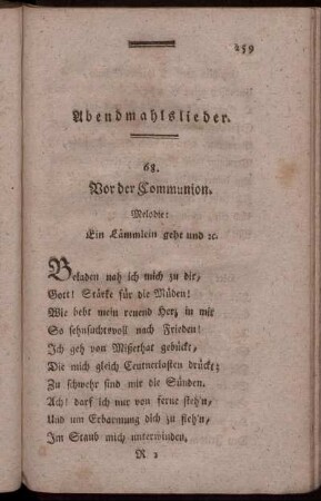 68. Lied vor der Communion. - 78. Danklied nach der Ernde.