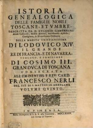 Istoria genealogica delle famiglie nobili Toscane et Umbre. 5