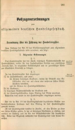 Vollzugsverordnungen zum allgemeinen deutschen Handelsgesetzbuch