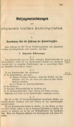 Vollzugsverordnungen zum allgemeinen deutschen Handelsgesetzbuch