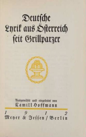 Deutsche Lyrik aus Österreich seit Grillparzer