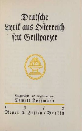Deutsche Lyrik aus Österreich seit Grillparzer