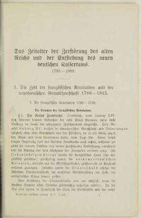 1. Die Zeit der französischen Revolution und der napoleonischen Gewaltherrschaft 1789- 1815