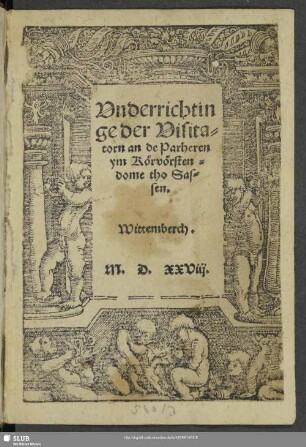 Vnderrichtinge der Visitatorn : an de Parheren ym Körvörstendome tho Sassen; Wittemberch